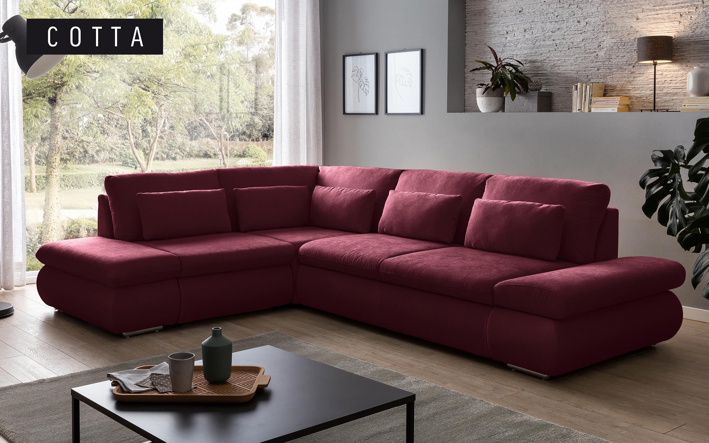Γωνιακός καναπές – κρεβάτι Delmar, μπορντό  1